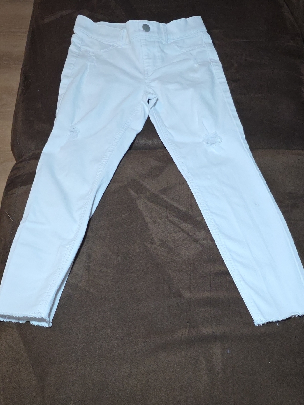 Girls White Distressed Skinny Jeans - Raw Hem